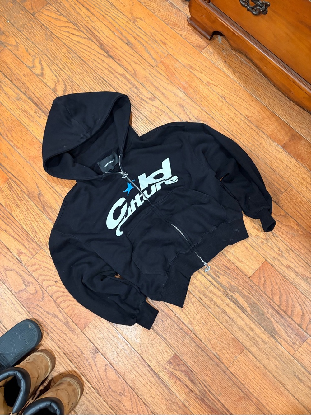 Cold Culture Black Zip-Up Hoodie with front logo